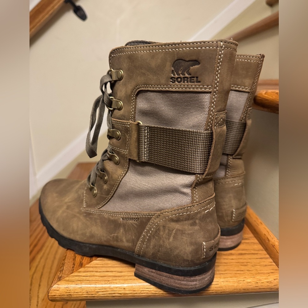 SOREL Women's Emelie™ Leather Brown Conquest Boot 9.5 - Picture 4 of 8